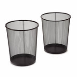 ZALALOVA Small Cylinder Trash Can for Home or Office, 6 Gallon Mesh Round Bins, Lightweight, Steel Wastebasket Set for Garbage or Recycle, 2-Pack, Black