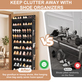 TAYAPURA 20-30 Pairs Over the Door Shoe Organizer with Side Mesh Pockets, 10‑Tier Hanging Closet Storage, Breathable Reinforced Shoe Rack for Sneakers, Boots, Large‑Size Shoes & Daily Essentials