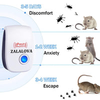 ZALALOVA Ultrasonic Pest Repeller 4 Packs, Electronic Plug in Sonic Repellent pest Control for Bugs Insects Roaches Mice Spiders Rodents Mosquitoes