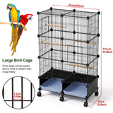 ISLMDOY Bird Cage, 45.6 inch Metal Breeding Bird Cage with Wood Perch, Slide-Out Tray, Water Bottle & Feeder for Parrots, Cockatiels, Lovebirds Birds