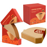 TAYAPURA 400 Count Coffee Filters #4, Unbleached Disposable Cone Filter Papers 8-12 Cup for Drip & Pour Over Coffee Makers, 4 Separate Storage Boxes