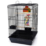 ZALALOVA Conure & Small Parrot Starter Kit with Birdcage and Accessories – Perfect for Cockatiels, Conures, and Small Parrots – Square Dome – Black