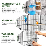 ISLMDOY Bird Cage, 45.6 inch Metal Breeding Bird Cage with Wood Perch, Slide-Out Tray, Water Bottle & Feeder for Parrots, Cockatiels, Lovebirds Birds