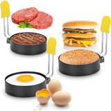 ZALALOVA Egg Ring for Frying Eggs and Egg Mcmuffins Set of 2 with Anti-scald Handle, Round Ring Mold Shaper for English Muffins, Carbon Steel Non-stick Egg Cooker Ring 3" with Silicone Oil Brush