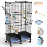 ISLMDOY Bird Cage, 45.6 inch Metal Breeding Bird Cage with Wood Perch, Slide-Out Tray, Water Bottle & Feeder for Parrots, Cockatiels, Lovebirds Birds