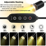 Tayapura Reptile Heat Lamp with Clamp, UVA UVB Turtle Basking Light, Timer & Dimming, 360° Rotatable for Bearded Dragon/Lizard/Snake/Amphibians, 2 Bulbs 50W