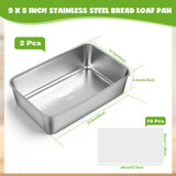Tayapura 304 Stainless Steel Loaf Pans, 9 x 5 inch Bread Pans, Loaf Pan with Parchment Paper for Brownies Cake, Oven & Dishwasher Safe- Set of 2