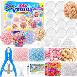 TAYAPURA DIY Stress Ball Making Kit, 12Pcs Stress Ball Making Kit Includes TPR Squishy Ball Skins, Fillers, Air Pump & Expander Tool for Adult DIY Crafts