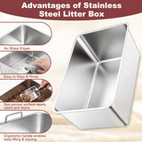 ISLMDOY Stainless Steel Sifting Cat Litter Box for Pine Pellets, 23.6" x 15.7" x 7.9" Large Metal Litter Box with Sifter, for Large Cats & Multi-Cat Home