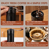 TAYAPURA Manual Coffee Grinder, 40 External Grind Settings, Portable Hand Coffee Mill with Stainless Steel Conical Burr for Travel, Camping & Pour‑Over