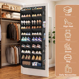 TAYAPURA 20-30 Pairs Over the Door Shoe Organizer with Side Mesh Pockets, 10‑Tier Hanging Closet Storage, Breathable Reinforced Shoe Rack for Sneakers, Boots, Large‑Size Shoes & Daily Essentials