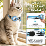 Tayapura Breakaway AirTag Cat Collar, Reflective Adjustable Lightweight Strap with Bell and Holder, Black Purple Blue for Cats Kittens, AirTag Not Included