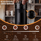 TAYAPURA Manual Coffee Grinder, 40 External Grind Settings, Portable Hand Coffee Mill with Stainless Steel Conical Burr for Travel, Camping & Pour‑Over