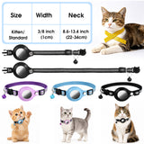Tayapura Breakaway AirTag Cat Collar, Reflective Adjustable Lightweight Strap with Bell and Holder, Black Purple Blue for Cats Kittens, AirTag Not Included