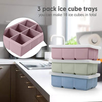 ZALALOVA Ice Cube Tray for Whiskey, Square Ice Cube Maker for Cocktail - 3Pack Silicone Old Fashioned Ice Cube Trays