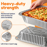 TAYAPURA 9x13 Aluminum Foil Pans with Lids, 15 Pack Extra Heavy Duty Disposable Half Size Deep Foil Pans, Baking Pans for Lasagna, Roasting, Meal Prep, Food Storage, Catering & Parties