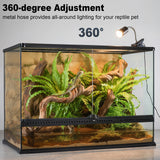 Tayapura Reptile Heat Lamp with Clamp, UVA UVB Turtle Basking Light, Timer & Dimming, 360° Rotatable for Bearded Dragon/Lizard/Snake/Amphibians, 2 Bulbs 50W
