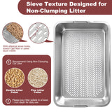 ISLMDOY Stainless Steel Sifting Cat Litter Box for Pine Pellets, 23.6" x 15.7" x 7.9" Large Metal Litter Box with Sifter, for Large Cats & Multi-Cat Home