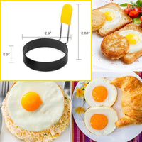 ZALALOVA Egg Ring for Frying Eggs and Egg Mcmuffins Set of 2 with Anti-scald Handle, Round Ring Mold Shaper for English Muffins, Carbon Steel Non-stick Egg Cooker Ring 3" with Silicone Oil Brush