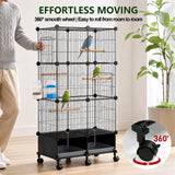 ISLMDOY Bird Cage, 45.6 inch Metal Breeding Bird Cage with Wood Perch, Slide-Out Tray, Water Bottle & Feeder for Parrots, Cockatiels, Lovebirds Birds