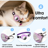 Tayapura Breakaway AirTag Cat Collar, Reflective Adjustable Lightweight Strap with Bell and Holder, Black Purple Blue for Cats Kittens, AirTag Not Included