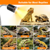 Tayapura Reptile Heat Lamp with Clamp, UVA UVB Turtle Basking Light, Timer & Dimming, 360° Rotatable for Bearded Dragon/Lizard/Snake/Amphibians, 2 Bulbs 50W