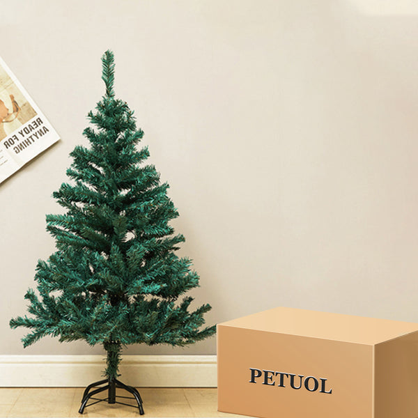 PETUOL 4FT Christmas Tree Slim Xmas Tree Unlit Skinny Artificial Christmas Tree with Foldable Metal Stand PVC Material Leaves