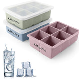 ZALALOVA Ice Cube Tray for Whiskey, Square Ice Cube Maker for Cocktail - 3Pack Silicone Old Fashioned Ice Cube Trays