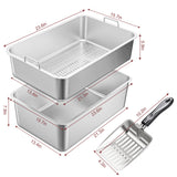 ISLMDOY Stainless Steel Sifting Cat Litter Box for Pine Pellets, 23.6" x 15.7" x 7.9" Large Metal Litter Box with Sifter, for Large Cats & Multi-Cat Home