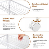 TAYAPURA 3 Tier Slim Storage Cart with Wheels, Metal Narrow 6.7" Wide, Bathroom Organizer Rolling Utility Cart with Cups&Hook, Fit Office, Kitchen, Laundry Room, White