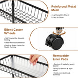 TAYAPURA 3 Tier Slim Storage Cart with Wheels, Metal Narrow 6.7" Wide, Bathroom Organizer Rolling Utility Cart with Cups&Hook, Fit Office, Kitchen, Laundry Room, Black