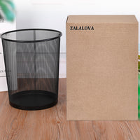 ZALALOVA Small Cylinder Trash Can for Home or Office, 6 Gallon Mesh Round Bins, Lightweight, Steel Wastebasket Set for Garbage or Recycle, 2-Pack, Black