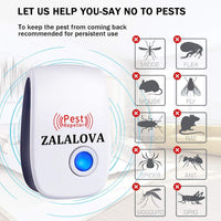 ZALALOVA Ultrasonic Pest Repeller 4 Packs, Electronic Plug in Sonic Repellent pest Control for Bugs Insects Roaches Mice Spiders Rodents Mosquitoes