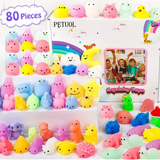 PETUOL 80Pcs Rubber Character Toys for Kids Party Favors, Mini Stress Relief Toys for Classroom Prizes, Easter Egg Fillers