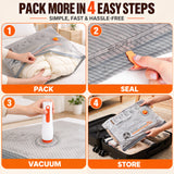 TAYAPURA 15 Pack Travel Vacuum Storage Bags with Rechargeable Cordless Pump, Vacuum Seal Bags in 3 Combo Sizes, Carry-On Space Saver See Contents Easily for Travel & Home Use
