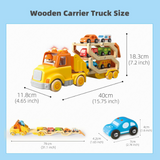 PETUOL Toddler Toys for 2 3 4 5 Years Old Kids, Transport Car Carrier Truck Toy with 6 Wooden Vehicle, 30in Foldable Track Trailer with Light & Sound Effects, Best Gift Choice for Christmas, Birthday