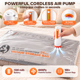 TAYAPURA 15 Pack Travel Vacuum Storage Bags with Rechargeable Cordless Pump, Vacuum Seal Bags in 3 Combo Sizes, Carry-On Space Saver See Contents Easily for Travel & Home Use