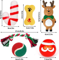 PETUOL Christmas Dog Stocking Toys, 6PCS Xmas Dog Toy Set with Squeaky Toys