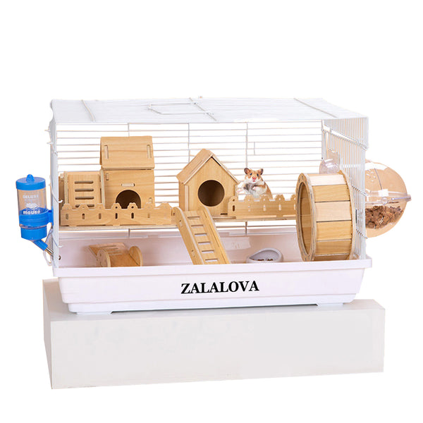 ZALALOVA Pet Hamster Cage, Hamster Travel Cage Portable Mouse Cage with Running Exercise Wheels, Water Bottle and Food Dish for Hamster Mouse Rat and Other Small Animals