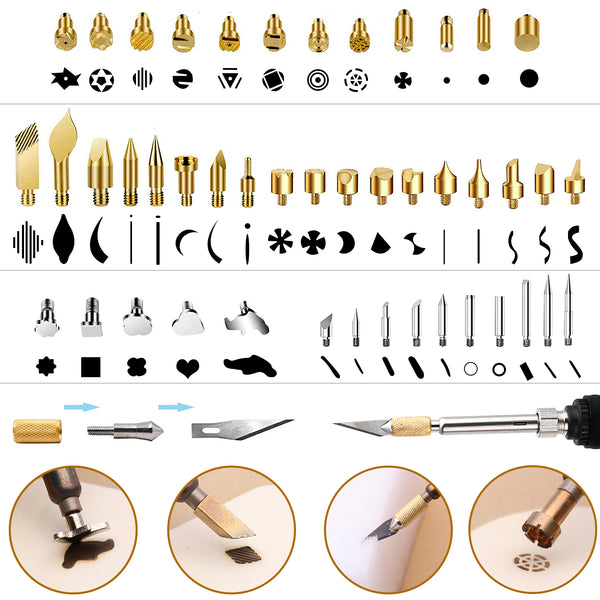 PETUOL 137PCS Wood burning Kit, DIY Creative Tool Set Soldering Woodburning  Pen with Adjustable Temperature and Wood Piece for Embossin